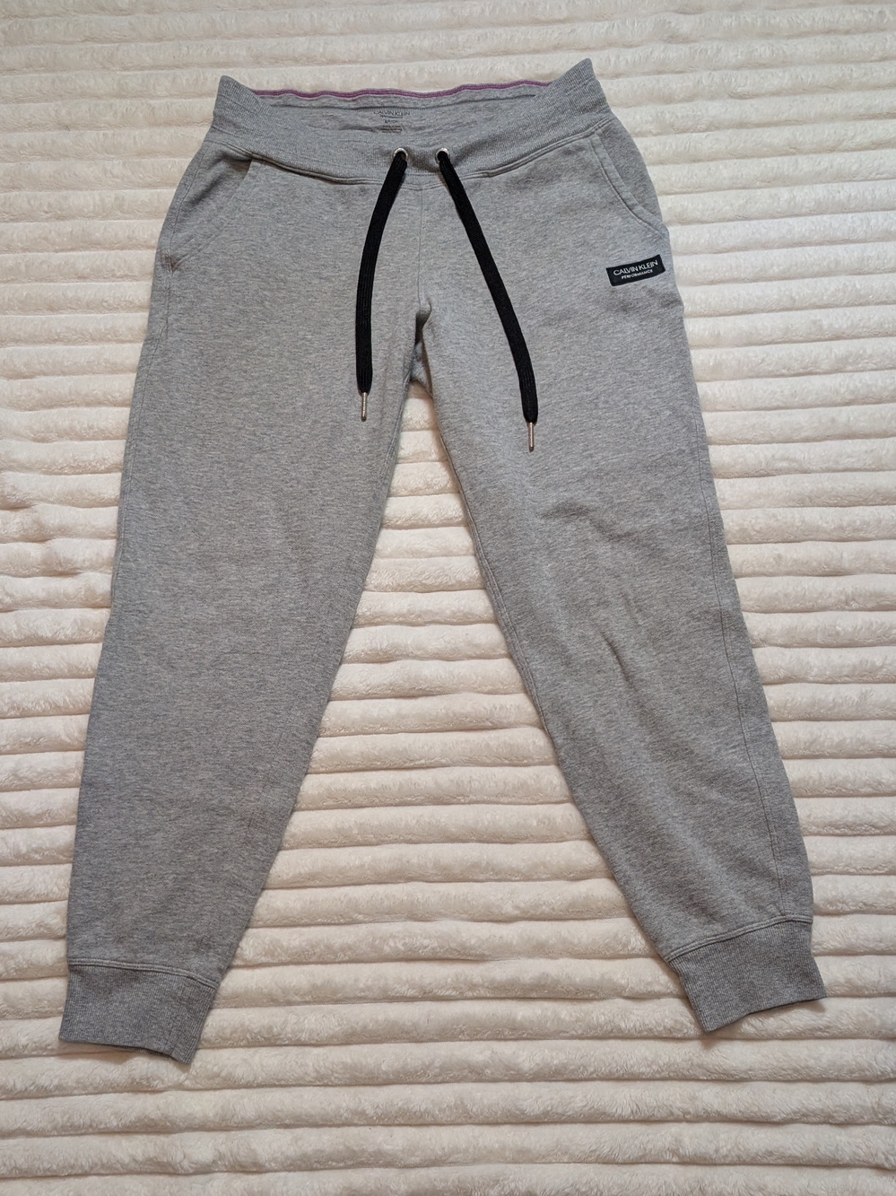 Calvin Klein Women's Light Gray Drawstring Joggers with Black Cord Size Small